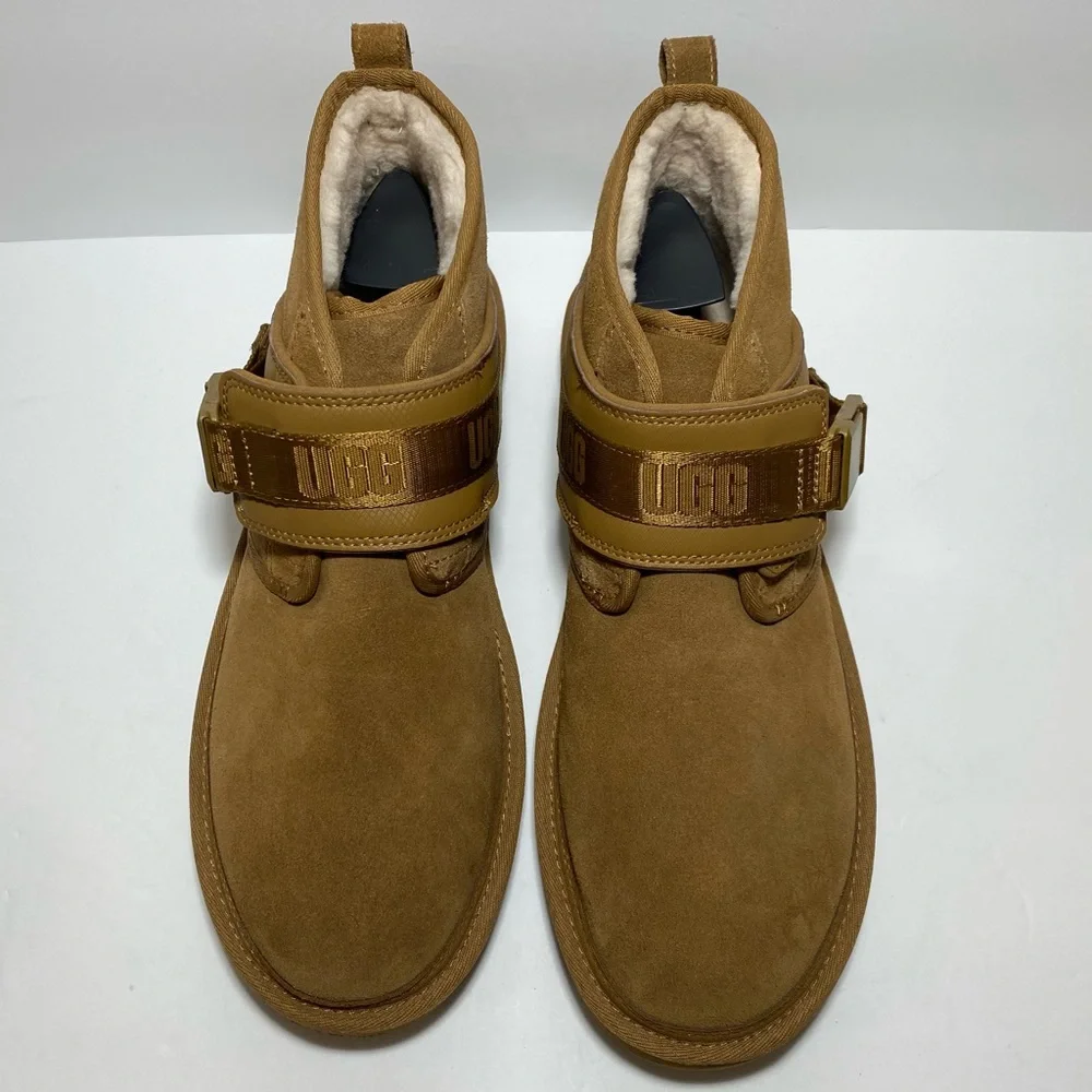 UGG Men's Neumel Snapback Suede Boot Sheepskin Lined 'Chestnut' Size 13